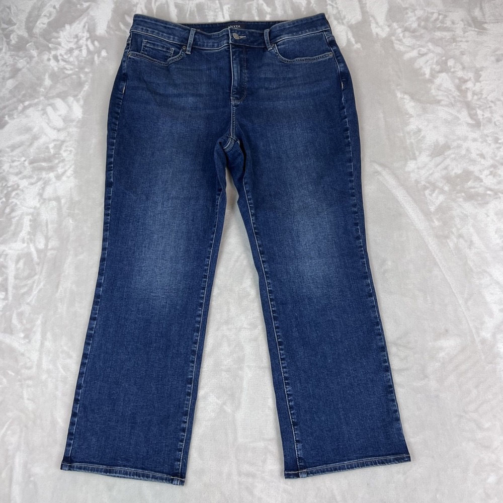 NYDJ Jeans Womens 14 Blue Denim Marilyn Straight Lift Tuck Tummy Control Comfort
